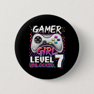 Bóton Redondo 5.08cm Gamer Girl Nível 7 - 7 Birthda
