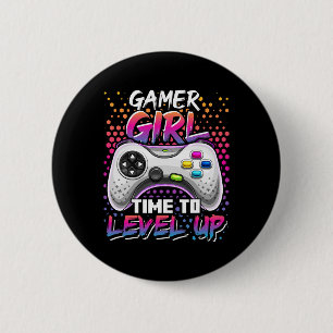 Bóton Redondo 5.08cm Gamer Girl Time To Level Up Video Game Birthday Gi