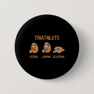 Bóton Redondo 5.08cm Gamer Triatleta Engraçado Sloth Jogando Vídeo