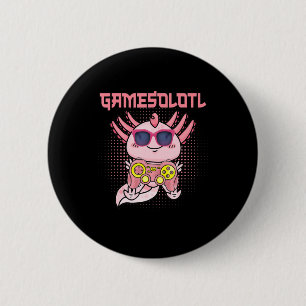 Bóton Redondo 5.08cm Gamesolotl Axolotl Video Gamer Kawaii Animes Kids