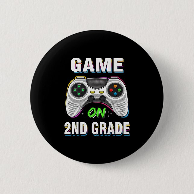 Bóton Redondo 5.08cm Gaming Game On 2nd Grade Second First Day School G (Frente)