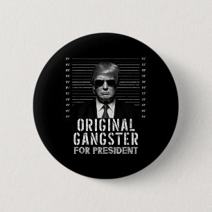 Bóton Redondo 5.08cm Gangster Para O Presidente Donald Trump Mugshot