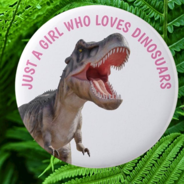 Bóton Redondo 5.08cm GAROTA Ama Dinossauros (Bring your dream party to life with our selection of quality Dinosaur themed party supplies )