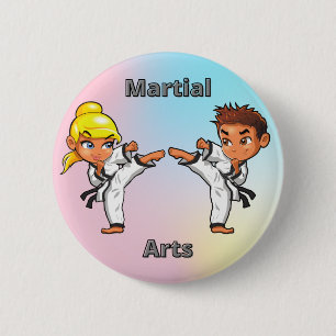 Bóton Redondo 5.08cm Garota e Garota das Artes Marciais