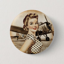 Garota Pinup Vintage & Avião da 2ª Guerra Mundial,