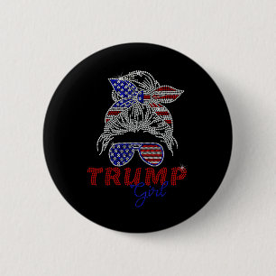 Bóton Redondo 5.08cm Garota Trump Coque Desarrumado Votando Em Trump 20