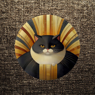 Bóton Redondo 5.08cm Gatinho Art Deco