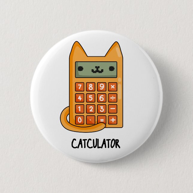 Bóton Redondo 5.08cm Gatinho Engraçado Gatinho Gato Calculador Pun (Frente)