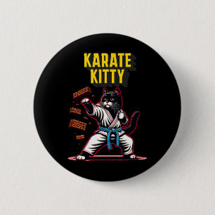 Bóton Redondo 5.08cm Gatinho Funny Karate - Campeão Felino de Artes Mar