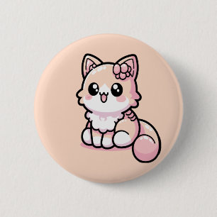 Bóton Redondo 5.08cm Gatinho Kawaii Adorável