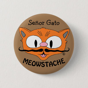 Bóton Redondo 5.08cm GATO BIGODE MEOWSTACHE Senhor Gato