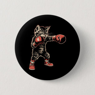 Bóton Redondo 5.08cm Gato Boxe Amante do Boxe Boxeador Engraçado MMA