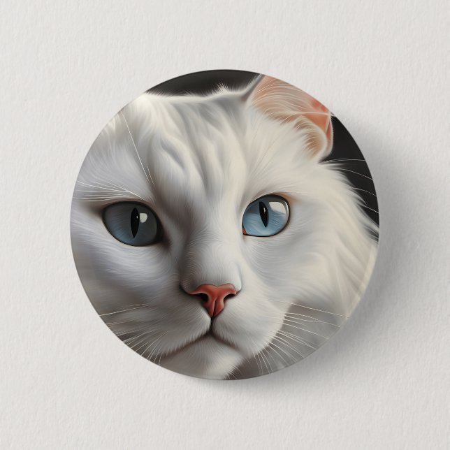 Bóton Redondo 5.08cm Gato Branco (Frente)