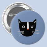 Bóton Redondo 5.08cm Gato Cinto<br><div class="desc">Um adorável gato preto e branco em um fundo azul de médio. Arte original de Nic Squirrell.</div>