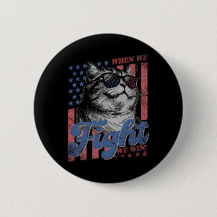 Bóton Redondo 5.08cm Gato Com Sungles Usa Flag Kamala Harris Presidente