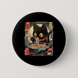Bóton Redondo 5.08cm Gato Comendo Ramen Noodle Engraçado Japonês Kawaii