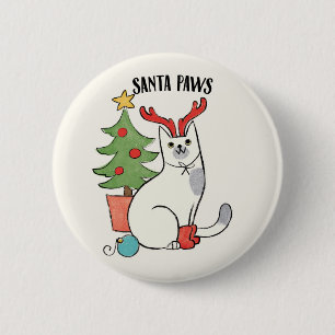 Bóton Redondo 5.08cm Gato da rena das patas do papai noel