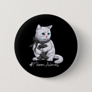 Bóton Redondo 5.08cm Gato de Fita Preta do Mês de Sensibilização Melano
