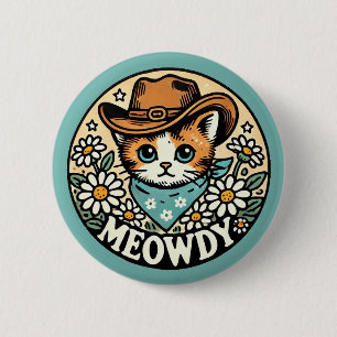 Bóton Redondo 5.08cm Gato de Gatinho de Cowboy Meowdy