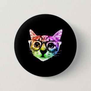 Bóton Redondo 5.08cm Gato De Gato Arco-Íris Com Gles