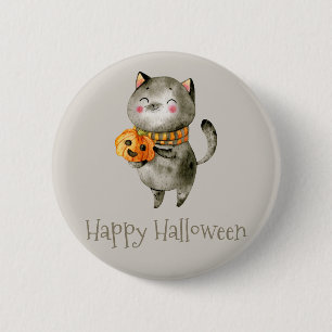 Bóton Redondo 5.08cm Gato de Halloween bonito com abóbora   Botao