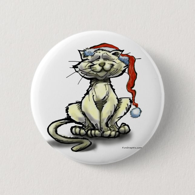Bóton Redondo 5.08cm Gato de Natal (Frente)