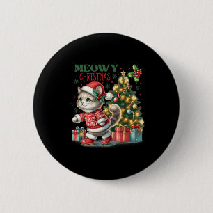 Bóton Redondo 5.08cm Gato De Natal, Chapéu De Noel E Gatos Engraçados D