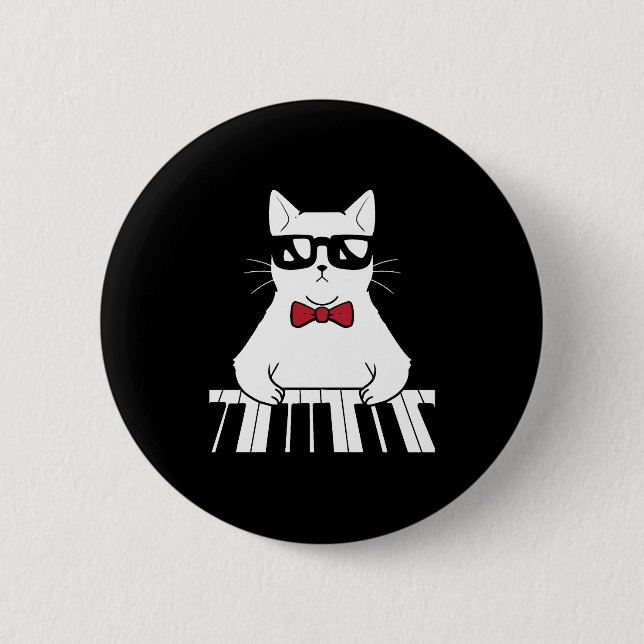 Bóton Redondo 5.08cm Gato de Piano (Frente)