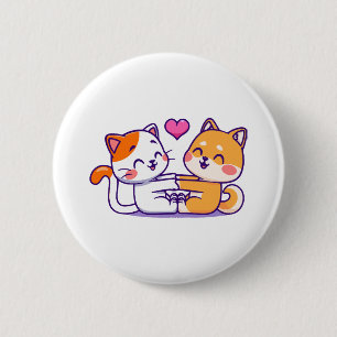 Bóton Redondo 5.08cm Gato E Shiba Inu