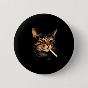 Bóton Redondo 5.08cm Gato Engraçado Fumando Cigarro Meme Gatinho Idiota