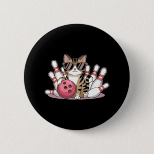 Bóton Redondo 5.08cm Gato engraçado jogando boliche Gato legal com ócul