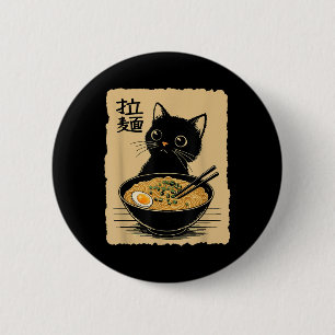 Bóton Redondo 5.08cm Gato Engraçado Ramen Tee Cute Kawaii Japonês Anime