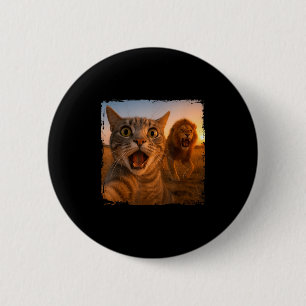 Bóton Redondo 5.08cm Gato Engraçado Selfie Com Memória De Gato De Leão 