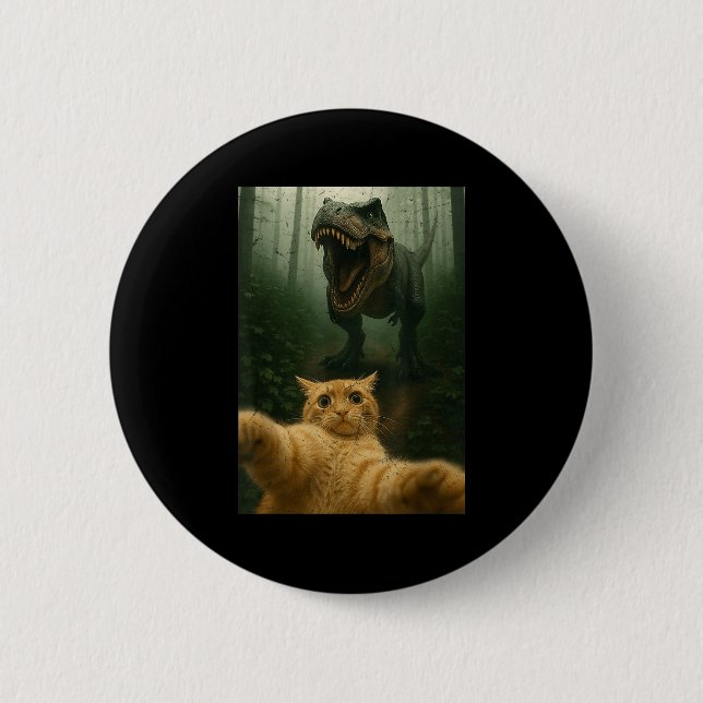Bóton Redondo 5.08cm Gato Engraçado Selfie Dinossaur Meming Graph (Frente)
