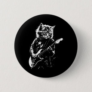 Bóton Redondo 5.08cm Gato Engraçado Tocando Violão Para Homens Música P