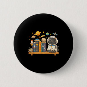 Bóton Redondo 5.08cm Gato fofo kawaii livros astronauta espaço