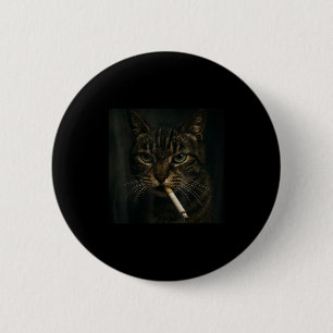 Bóton Redondo 5.08cm Gato Fumante Engraçado, Gatinho de Cigarro, Meme Z