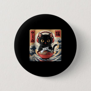 Bóton Redondo 5.08cm Gato Gamer Kawaii Fofo Ramen Retro Japonês Engraça