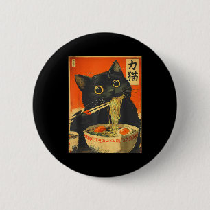 Bóton Redondo 5.08cm Gato Japonês de Ramen de Anime Retrô Engraçado Grá