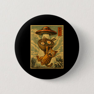 Bóton Redondo 5.08cm Gato Japonês Engraçado Ramen Ufo Anime Homens Mulh