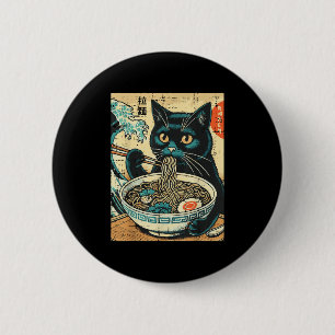 Bóton Redondo 5.08cm Gato Japonês Ramen Excelente Wave Vintage Art Comi