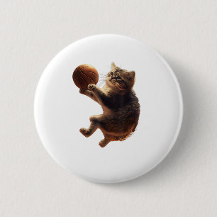 Bóton Redondo 5.08cm Gato Jogando Basquete Gatos Engraçados Mamãe Meia