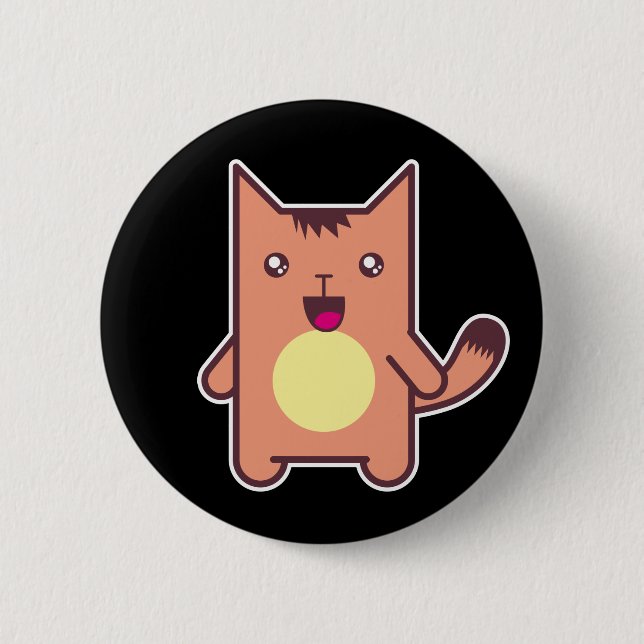 Bóton Redondo 5.08cm Gato Kawaii (Frente)