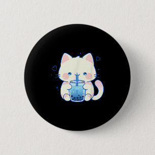 Bóton Redondo 5.08cm Gato Kawaii Boba Japonês Fofo Estético Garota de A