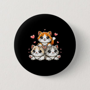Bóton Redondo 5.08cm Gato Kawaii Gato Neko Engraçado Gatinho Gato Prese