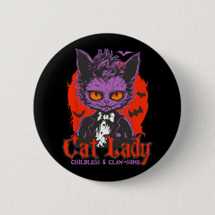 Bóton Redondo 5.08cm Gato Lady Halloween Feminista Infantil Mulheres de