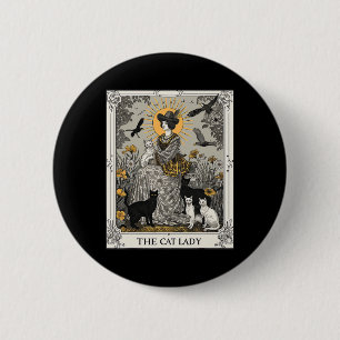 Bóton Redondo 5.08cm Gato Lady Tarot Card Vintage Gótica Mulheres Gótic