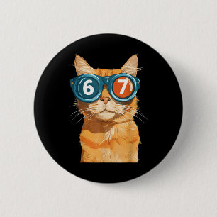 Bóton Redondo 5.08cm Gato Laranja Engraçado Meme 67 Seis Sete Gatos Com