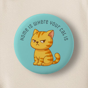Bóton Redondo 5.08cm Gato Laranja Mal-Humorado com Texto Personalizado 