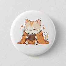 Gato Leitor Aconchegante Kawaii Design de Gatinho